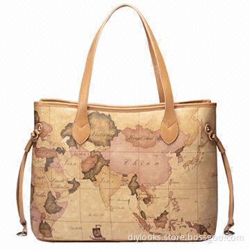 Stylish Traveler Series Map Pattern Genuine Leather Single-shoulder Bag for Women